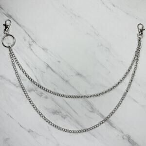 Silver Tone Double Strand Chain Pants Chain Wallet Chain 19.75" ✨